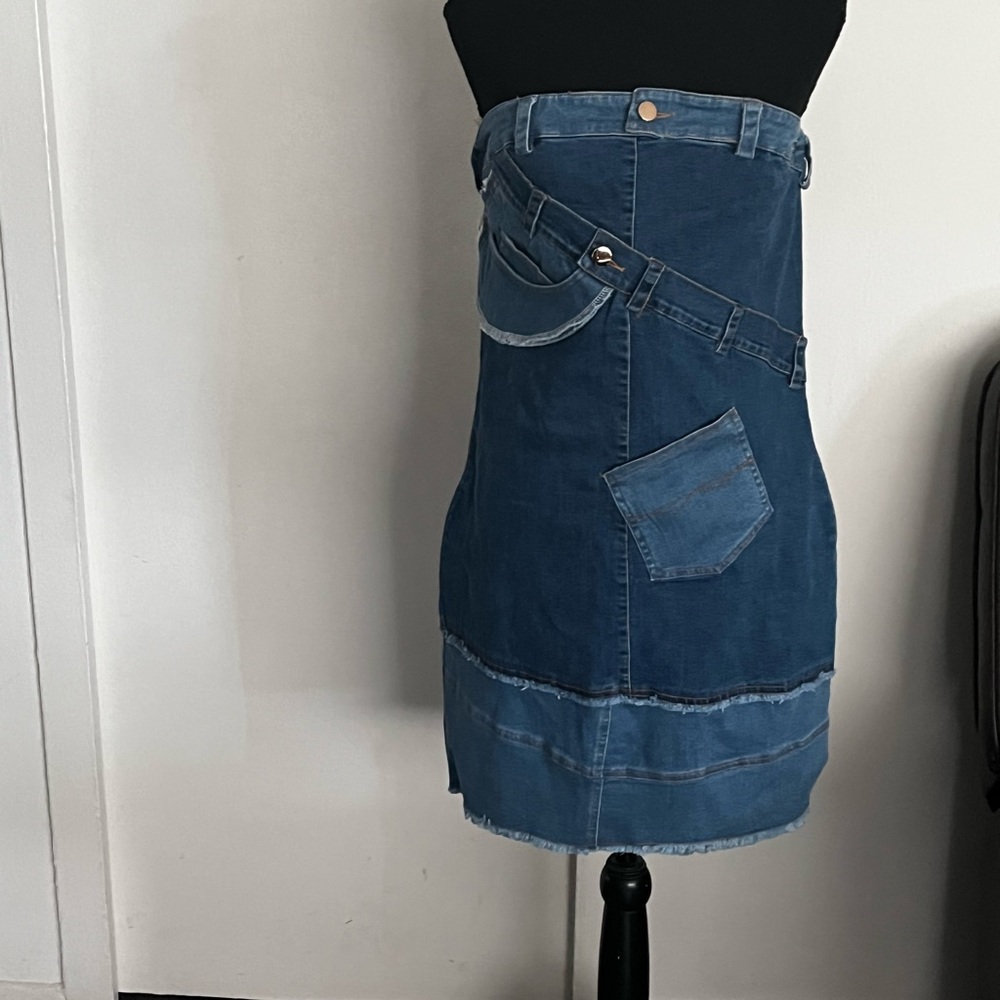 Fashion Nova “My Mixed Feelings” Strapless Denim Mini Dress – Size 1X (NWT)